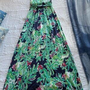 Lilly Pulitzer Green Smocked Tie Front Sundress